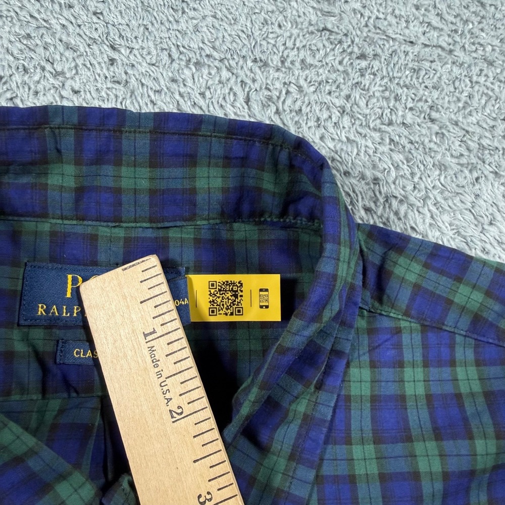 NWT Polo Ralph Lauren Crest Crown Poplin Plaid Button Shirt Classic Fit Green - Picture 7 of 10
